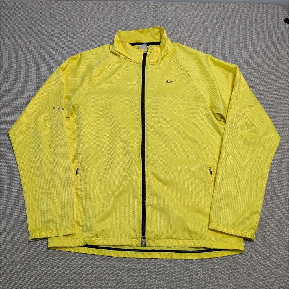 Nike Fit FITSTORM Men's Jacket L Volt Yellow Running Windbreaker Reflective